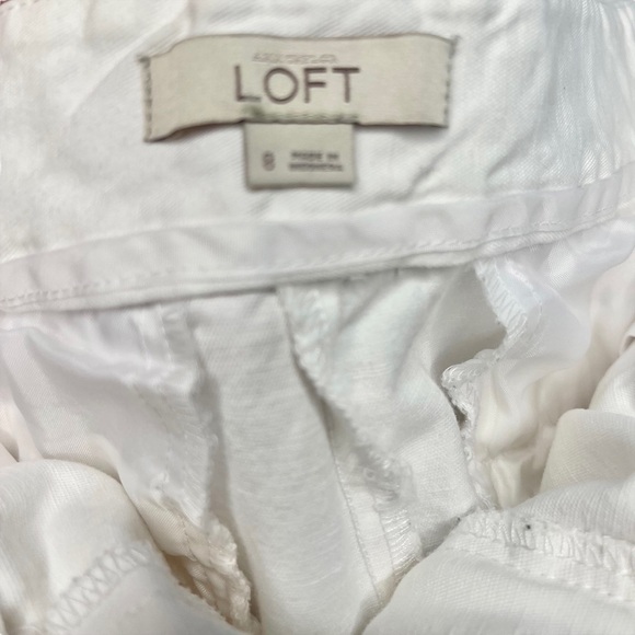 Loft white Linen Blend Belted shorts Sz 8 - Picture 5 of 7